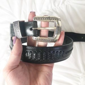 Black Distressed Western Belt